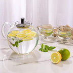 1500ml Glass Teapot with Removable Stainless Infuser(50oz), Ehugos Stovetop Safe Large Tea Pot, Hand Crafted Kettle for Women and Adult, for Loose Leaf Tea, Hot and Iced Water, Juice Beverage