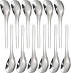 12 Pack Stainless Steel Soup Spoons, Premium Mirror Polished Chinese Dinner Spoons, Heavy Weight Table Spoon with Ergonomic Handle for Bouillon, Ramen, Pho, Wonton, Rice, Dishwasher Safe