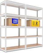 HOMEDANT House 5-Tier Laminated Metal Shelving Unit Adjustable Storage Utility Rack Heavy Duty Shelves Organization Multipurpose Shelf Kitchen Garage Pantry Closet 2Pack