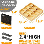 SpaceAid Bamboo Silverware Drawer Organizer with Labels, Kitchen Utensil Tray Holder Organizer for Flatware, Cutlery, Spoon and Knives Drawer Storage Organization (12 Slots)