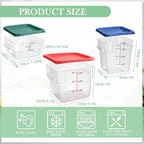 Lallisa 6 Pcs Food Storage Set, Square Polycarbonate Restaurant Food Storage Containers with Lids commercial Clear Cereal Containers for Kitchen, 3 Colors(2 Quart 4 Quart and 6 Quart)