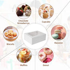 Bento Cake Box With Cupcakes, Clear Window 9 Holes Bento Combination,6 Sets: Cookie Boxes Fit 8 Regular Cupcake and Mini Cakes, Christmas Wedding Birthday Party (White/clear, 1+8/6pcs)