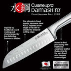 Cuisine::pro Damashiro 8-Piece Satori Knife Block - Japanese Steel Knife Set with Acacia Wood Knife Block -Damascus-Inspired Blade