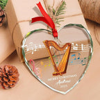 Customized Year Text Name Harpist Harp Player Glass Christmas Ornament, Personalized Harp Musical Instrument Xmas Ornaments Gift for Bestie Coworker Parents Grandkids,Unique Harps Instrument Ornament
