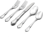 Oneida Silverware Set, Chateau 5-Piece Fine Flatware Place Setting, Service For 1, Dishwasher Safe, 18/10 Stainless Steel, Knives Spoons And Forks, Home And Kitchen Utensils Set (Silver, 5 Piece)