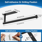 Paper Towel Holder - Self-Adhesive or Drilling, Matte Black Wall Mounted Rack - SUS304 Stainless Steel Kitchen Roll Dispenser Under Cabinet