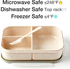 SEVENY Bento Box Natural Wheat Fiber Material,Ideal Leak-Proof Bento Box Adults,Lunch Box for Women,BPA-Free Lunch Box,Reusable Meal Prep Container for Body Builders, White