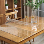 1.5mm Thick Crystal Clear Table Cover Protector for Glass Wood Dining Room Coffee Tabletop Plastic Vinyl Tablecloth Rectangular Table Pad Meeting Party Desk Mat Polyester Wipeable PVC 38x96 in or 90"