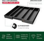 ROYAL CRAFT WOOD Luxury Bamboo Kitchen Drawer Organizer - Silverware Organizer - Utensil Holder and Cutlery Tray with Grooved Drawer Dividers for Flatware and Kitchen Utensils (5 Slot, Black)