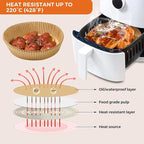 Vailnd Air Fryer Liners Disposable, 305 PCS 8" Round Unbleached Air Fryer Paper Liners, Heavy-Duty Air Fryer Liners for 5-8 qt Basket, Non-stick & Oil-Proof Parchment Paper for Oven, Pan