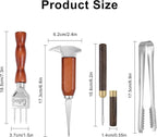 4Pcs Ice Pick Set, Stainless Steel Ice Chipper with Wood Handle, Bartender Kit Ice Crusher with Tong Ideal for Bars, Kitchen and Carving Craft Art