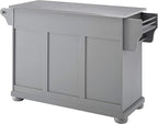 Crosley Furniture Alexandria Stainless Steel Top Rolling Kitchen Island Storage Cart, Microwave Stand, Gray