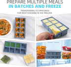 1/2 Cup Silicone Freezer Tray With Lid,Silicone Freezer Molds 6-Pack For meal prep & freezing of various sauces and other dishes, makes 48 perfect 1/2 cup portions cubes (Multicolor 6 Pack)