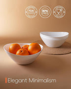 43 OZ Serving Bowl Set of 4, Opal Glass 9 inch Oval Serving Dishes for Salad, Side Dishes, Fruit Kitchen, Microwave & Dishwasher Safe, White