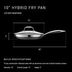 HexClad Hybrid Nonstick 10-Inch Frying Pan, Stay-Cool Handle, Dishwasher-Friendly, Oven-Safe Up to 900°F, Induction Ready, Compatible with All Cooktops