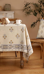 patdrea Designer Beige Extra Long Tablecloth for Rectangle Table,Elegant Linen Floral Pattern French Table Cloth,Decor Cover Cloth for Kitchen Dining Christmas,Thanksgiving,63"x110"-Istana a