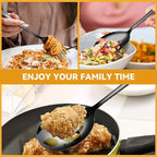 Black Stainless Steel Serving Utensils Set, Large Metal Serving Spoons, Slotted Spoons, Forks, Tongs, Soup Spoons, Skimmer Spoon, Cake Server for Partie, Buffet, Catering, Entertaining 15pcs