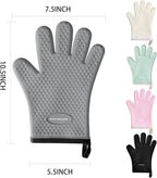 MAD SHARK Silicone Oven Mitts Heat Resistant 450 Degrees,Waterproof & Non-Slip Oven Gloves with Fingers,Cotton Lined Silicone Oven Gloves Kitchen Mitts for Baking Cooking Barbecue,Women,Oven (GREY1)
