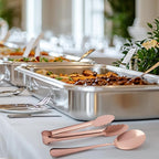 12PCS Stainless Steel Serving Utensils Sets with 8 Large Serving Spoons,4 Serving Tongs,Rose Gold Serving Utensills Sets for Buffet Catering Banquet Party (Rose Gold)