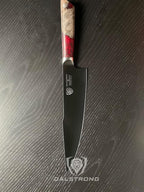 Dalstrong Chef Knife - 9.5 inch - Spartan Ghost Series - Premium American Forged S35VN Powdered Steel - Razor Sharp Kitchen Knife - Chef's Knife - Maple & Red Resin Handle - Sheath