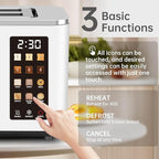 SEEDEEM Toaster 2 Slice, Touch Control Screen, Smart Stainless Toaster, 6 Shade Setting, 6 Bread Selection, Countdown, Removable Crumb Tray, 900W, Pearl White