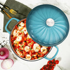 Enameled Cast Iron Braiser, 3.8 Quart Enamel Dutch Oven with Handles, Cast Iron Braiser Pan with Lid,Enameled Cookware (BlueGreen)