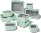 Caraway 22pc Glass Food Storage Set - Storage Containers for Food - Non-Toxic Ceramic-Coated Glass - Air Release Technology - Compact & Stackable Design - Mist