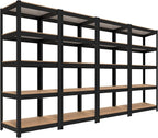 HOMEDANT House Black 5 Tier 24.4" W Laminated Metal Shelving Unit Adjustable Storage Utility Rack Heavy Duty Shelves Organization Multipurpose Shelf Kitchen Garage Pantry Closet 4 Pack