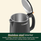 Cuisinart Soho 1-Liter Double Wall Electric Hot Water Kettle, Tea Kettle with Stainless Steel Interior, One Touch Operation to Boil Water for Tea, Hot Cocoa, or Instant Oatmeal, CK-10BK, Black