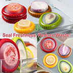 Zyphora 5-Piece Avocado Saver and Tomato Holder Set – 4 Reusable Silicone Food Storage Containers + 1 Fruit Peeler, Stretch Pods for Fruit & Veggie Storage