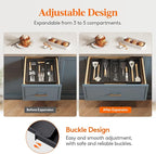 Lifewit Cooking Utensil Drawer Organizer, Expandable from 13 to 22.4 inches, Adjustable Cutlery Silverware Tray, Plastic Flatware Spatula Holder, Kitchen Tools Gadgets Storage Divider, Black