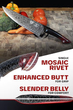 Dalstrong Chef Knife - 9.5” Scorpion Series - Exclusive Japanese V12 Ultra Steel - Black Damascus Chef Knife - Black & Red Honeycomb Resin Handle -Scorpion Kitchen Knives w/Chef Knife Sheath