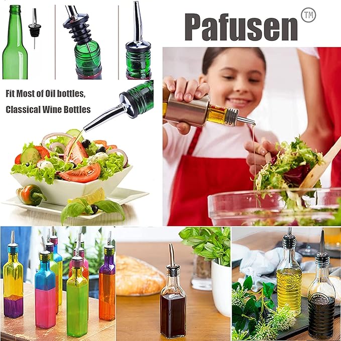 Pafusen 6 Pack Liquor Bottle Pourers, Liquor Pour Spout for Liquor Bottles, Stainless Steel Olive oil Dispenser Spout, Alcohol Pourer Spouts Dust Caps Covers, Gold