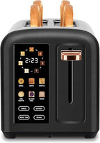 SEEDEEM Toaster 2 Slice with Touch Screen, Faster Heating Speed, 7 Shade Setting, 6 Bread Type, 1.5”Wide Slots Toaster, Removable Crumb Tray, 1350W, Dark Chocolate