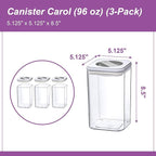 Amazing Abby - Carol - 96-Ounce Acrylic Canister (Set of 3), Plastic Airtight Food Container, Stackable for Pantry Storage, BPA-Free and Shatter-Proof, Perfect for Home and Commercial Use