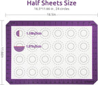 U-Taste 446ºF Heat Resistant Macaron Silicone Baking Mat, Non Stick Reusable Cookies Pastry Sheet Liner with Edge Enhancement Circle Measurement for Oven (Half Sheets Size, Pack of 2, Purple)