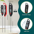 3 Pcs Instant Read Meat Thermometer with Long Probe 9.65 Inch Kitchen Cooking Food Candy Waterproof Digital Thermometer for BBQ Water Milk Yogurt Liquid (Pointed,Black,White,Red)