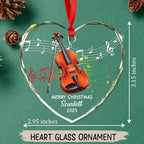 Customized Yeat Text Name Violinist Ornament Xmas Tree, Unique Violin Instrument Christmas Ornaments Gift for Brother Son Husband Wife Dad Mom, Personalized Violin Musical Instrument Glass Ornament