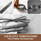 40 Pcs Black Silverware Set for 8 with Hammered Design, Food Grade Stainless Steel Flatware Set, Eating Utensils Sets Include Fork/Knife/Spoon, Cutlery Set, Dishwasher Safe