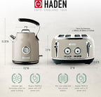 Haden Dorset 4 Slice Wide Slot Stainless Steel Toaster Bundled with 1.7 Liter Stainless Steel Electric Kettle with 360-Degree Base, Putty & Chrome