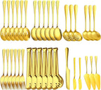 36-Piece Stainless Steel Serving Utensil Set – Complete Buffet Essentials with Spoons, Forks, Tongs, Ladle & More. Perfect for Wedding, Holiday, Catering, and Family Gatherings(Gold)
