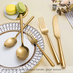 Gold Silverware Set Flatware Set Stainless Steel Cutlery Set 40 Pieces Hexagon Handle Home Kitchen Daily Use Service for 8