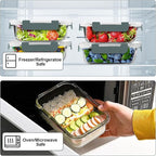 VERONES 10 Pack 22 OZ Glass Meal Prep Containers, Airtight Glass Lunch Containers Set, Glass Food Storage Containers with Lids,Exclusive of BPA, for Microwave, Oven, Freezer & Dishwasher Friendly,Grey