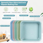 2-Pack 8 inch Square Baking Pan, Non-Stick Square Cake Pan for Cakes Lasagna Brownies, 8x8 Baking Pan, Even Heating, Easy to Clean, Light Blue