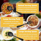 11 PCS Serving Utensils, Large Stainless Steel Spoons Forks Tongs, Pie Server, Great for Hostess Buffet Catering Banquet Party, Black