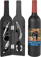 Let's Make Memories Personalized Photo 5-Piece Wine Tool Set - Wine Bottle Opener - Blue