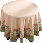 patdrea Designer Vintage Round Table Cloth,Anti-Wrinkle Leaves Pattern Green Tablecloth,Linen Table Cover Fall Decor for Kitchen Dining Christmas,Party,Thanksgiving,Diameter 55"-Cecilia D