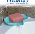 3 Pack Soap Bar Holder, AIMAIAIMAI Self Draining Soap Dish, Quick Drainage, Soap Dishes for Bathroom, Shower, Silicone Soap Tray for Kitchen, Dishwasher Safe (Green)