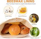 Sourdough bread Bags for Homemade Bread-2 Pack XL Reusable Beeswax Bread Bags for Homemade Bread Freezer & Refrigerator 17"×13" Natural Beeswax-Lined Organic Cotton Food Storage Bags to Keep Fresh