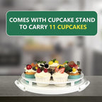 TMRIOPELP Tall Cake Carrier with Lid and Handle Insulated Cake Container Cake Transport Carrier Ideal for Pies Cupcakes and Pastries Perfect for Safe and Secure Cake Delivery (Green, 12 inch)
